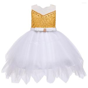 Abiti da ragazza Neonate Vestito con paillettes Perle a strati Principessa Bambini Abito da sposa per feste Bambini per il compleanno Vestido Wear 1-8T