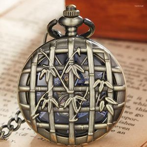 Pocket Watches Square Cross Strip Leaf Stainless Steel Vintage Watch Skeleton Dial Hand Wind Mechanical Fob Chain Pendant Clock