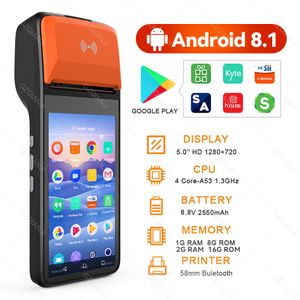 Printers 8.1 Android POS 58mm Bluetooth Thermal Printer Receipt Portable Terminal Handheld PDA Point Of Sale System All in One Impressora