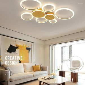 Chandeliers Iron Acrylic Led Living Room Lamp Gold Lighting Study Bedroom Creative Decoration Adjustable Light Lamps Products