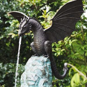 Декоративные предметы статуэтки сплошной бронзовой водой оснащен готической статуей садовой статуи скульптура для дома на открытом воздухе Статуя/фонтановый дракон лист 230530
