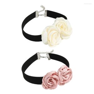 Choker Fashion Velvet Necklace Chokers For Women Neckband Collar Flower Rose Summer Winter Club Party Sexy Jewelry X3UD