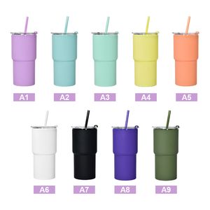 Atacado! 9COLORS 17oz acrílico comum copos de parede dupla de parede dupla de acrílico com tampa e canudos corlorais reutilizáveis ​​Viagem colorida de copo de plástico caneca diy a0117