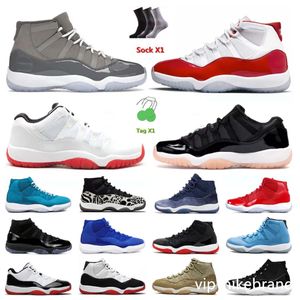 Jumpam 11 Mens Women J11 Basketball Shoes 11s Tech Midnight Navy Cherry Cool Gray Bleached Coral Low Heiress Pure Platinum Jordens Bred