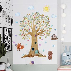 Adesivos de parede grandes árvores, quarto decoração de desenho animado decoração de berçário de garoto de menino decalques de quarto para móveis