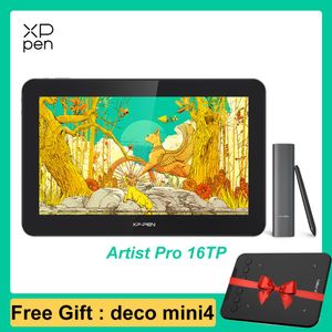 Tabletler Xppen Artist Pro 16TP 4K Ultra HD Grafik Monitör Çok Touch Çizim Ekranı 15.6 inç Dijital Tablet 8192 Seviyeler BattetyFree