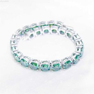 Gra-zertifizierte Moissanit-Tenniskette, Pass-Diamant-Tester, 925er Silber, Herrenschmuck, 6,5 mm, blau-grünes Moissanit-Tennisarmband