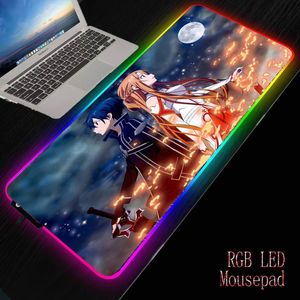 Rests XGZ Sword Art Online Gamer Mouse Pad Gamer RGB Mause Pad Large Anime Mousepad XXL Gaming Accessories For Desk Keyboard LED MAT
