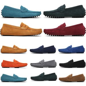 Homens para homens sapatos ao ar livre Couro macio solo preto vermelho laranja azul marrom sapatos casuais confortáveis ​​022