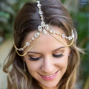 Haarspangen Kristall Braut Wassertropfen Stirn Kopf Kette Stirnbänder Ornament Für Frauen Hochzeit Kopfschmuck Zubehör