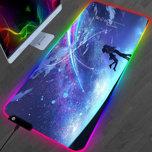 Rests RGB Your Name Mouse Pad Anime Kawaii Gaming Accessories Carpet PC Gamer Completo Computer LED Keyboard Desk Mat CS GO Mousepad