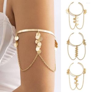 Link Bracelets Silver Gold For Women Girls Adjustable Fashion Jewelry Arm Bracelet Upper Cuff Minimalist Bangle Tassel Armband