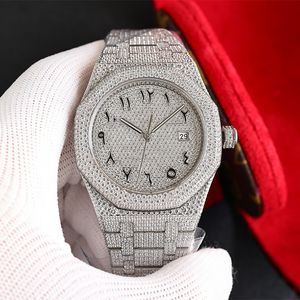 Diamond Mens Watch Mechanical Movement Wristwatch 41mm rostfritt stål Rem Sapphire Waterproof Orologio Di Lusso flera färger Guldklockor