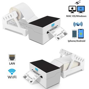 프린터 4x6 배송 라벨 프린터 40110mm 열 바코드 스티커 익스프레스 Waybill USB Bluetooth Lan WiFi 호환 Mac OS Windows와 호환됩니다.