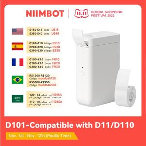 プリンターniimbot D101ポータブルポケットラベルメーカーミニワイヤレスインクレスラベルプリンター用タブレットオフィスホーム組織D11プラス