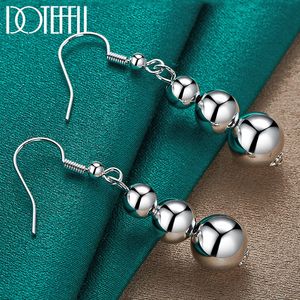 Doteffil 925 Sterling Silver 6 8 10mm Hollow Bead Ball Drop Earrings for Woman Wedding Engagement Fashion Party Charm Jewelry