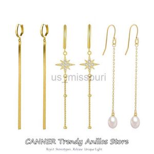 Stud Canner 100 925 Sterling Srebrny Vintage długi łańcuch frędzko kropli kolczyki dla kobiet 2021 Trend Koreańska biżuteria wisząca Pendientes J230529