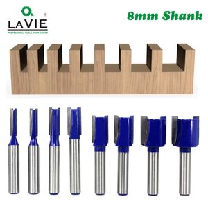 Libera LAVIE 1 pz 8mm Gambo Punta Diritta Carburo di Tungsteno Doppio Flauto Punte del Router Fresa per Legno Lavorazione Del Legno Strumento C08002