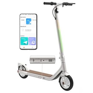 Atomi Alpha Scooter elettrico Pneumatici da 9 pollici Motore da 650 W Batteria da 36 V 10 Ah per 25 miglia Portata 25 km / h Velocità massima 120 kg Supporto carico massimo Controllo app - Bianco