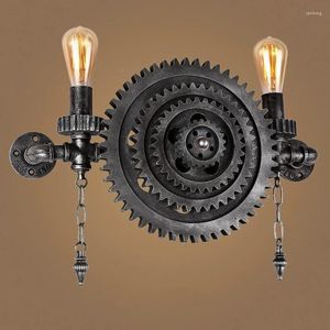 Wall Lamp Industrial Light Design Restaurant Coffee Shop Bar American Retro Gear Creative Bedroom Sconce Bra