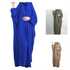 Etniska kläder Eid Bat Sleeve Hooded Robe Muslimsk kvinnor Hijab Bönplagg Jilbab Abaya Full Face Middle East Dubai Dress Islamiska kläder 230529