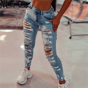 Damenjeans 2021 Damen Slim Fit Jeans Mode Einfarbig Ripped Hole Quaste Stretch High-Waist Damen Denim Bleistift Lange Hosen Hosen T230530