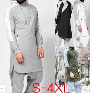 Ubranie etniczne z kapturem mężczyźni muzułmańscy jubba patchwork islamski ubranie Dubai Kaftan Mężczyzna Arabia Saudyjska Koszula Plus Size 3xl 4xl 230529