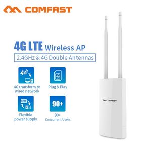 ルーター屋外WiFiルーター4G LTEワイヤレスAPモデムSIMカードスロットアクセスポイント2.4G強力なAP 3G 4G LTEルーター2*5DBI信号アンテナ