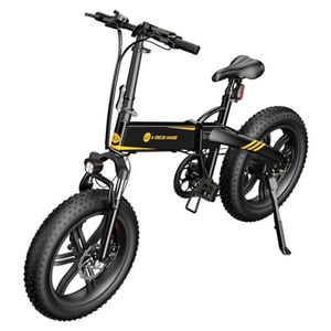 ADO A20F+ Off-road Electric Folding Bike 20*4.0 inch 250W Brushless DC Motor SHIMANO 7-Speed Rear Derailleur 36V 10.4Ah Removable Battery 25km h-Black