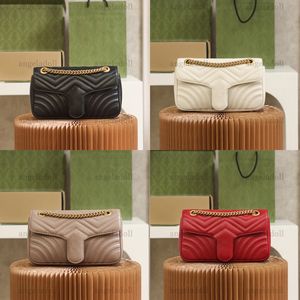 10a retro ayna kalite tasarımcıları 26cm büyük marmont çanta kadın gerçek deri kapitone çanta çanta çanta crossbody siyah omuz altın zincir çanta kutu