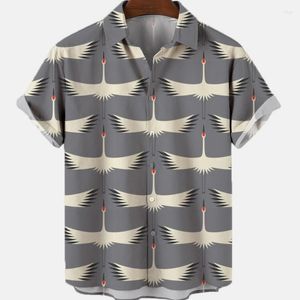 Camicie casual da uomo Costumi da uccello da uomo Camicia vintage da vacanza alle Hawaii per uomo Motivo floreale 3D Camicetta da abbigliamento Dazn di lusso di alta qualità