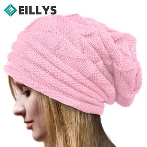 Berets Women Skullies Beanies Oversized Winter Hat Men Wool Warm Cap Ski Slouchy Knitted Baggy Beanie