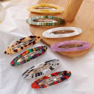 Hair Clips 2023 Korean Leopard Print Acetic Acid Resin Acrylic Long Oval Hairpins Barrettes For Women Vintage Accessories