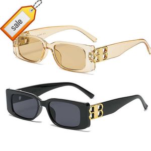 28071 Luxury Brand Designer Fashion Small Square Frame Sunglasses Retro Champagne Sunglasses Ladies Personality B Letter Glasses