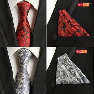 Laço amarra a moda seda de seda masculina 7,5 cm de vinho vermelho Dots xadrez listra lenço de negócios Festa de casamento Conjunto QY decote de decote