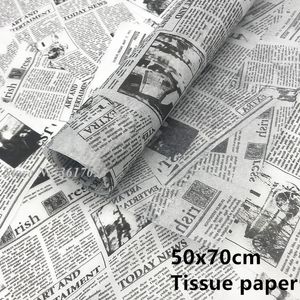 Förpackningspapper 20/50/100st English Spapers Tryck Vävnadspapper Flower Inslagspapper Skor Kläder Förpackning Vävnadspapper Presentförpackning 230530