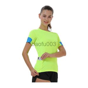 Женская футболка спортивная футболка Женщины Женщины быстро сухой марафон активный футболка на открытом воздухе для подготовки к рубашке Pachwork Women Fitness с коротким рукавом J2305