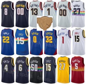 Tryck basketfinaler Zeke Nnaji Jerseys 22 ish Smith 14 Peyton Watson 8 Vlatko Cancar 31 Reggie Jackson 7 Jeff Green 32 Christian Braun 0 Classic Men Kids Women Women