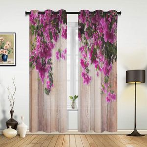 Curtain Red Flowers Planks Leaves Plant Curtains For Bedroom Living Room Drapes Kitchen Children's Window Modern Home Decor