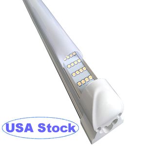 144W 72W 8ft 4ft LED Shop Light 6000k Branco 4 linhas T8 Luminária do tubo LED Tampa leitosa fosca para plugue de armário de balcão e brinque