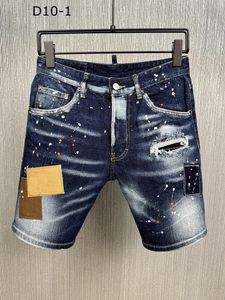 Mens korta jeans raka hål tätt denim byxor avslappnad nattklubb blå sommar Italien stil jeans