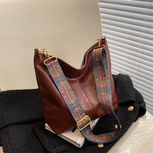 Boho-Riemen-PU-Umhängetasche, Stiche, Retro-Umhängetaschen, für unterwegs, Damen-Geldbörse, Übernachtungs-Wochenendtasche, DOM2290