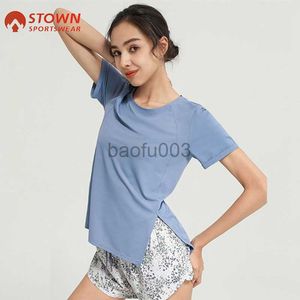 Women's T-Shirt Sport Short Sleeve Tops Gym Women Running Shirt Shirts Loose Reverse Drape Activewear Exercise Jogger T-shirts Fitness Wear J2305