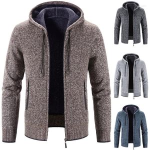 Maglioni da uomo Pile invernale Giacca pesante Cardigan con cappuccio Abbigliamento da uomo Maglione di lana caldo Tendenza Tasca inclinata Cappotto con cerniera