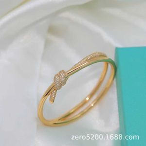 Designer Brand Tff High Version Tknot Edge Series Knotarmband med Diamond 18K Rose Gold Fashion 925 Silver Plei