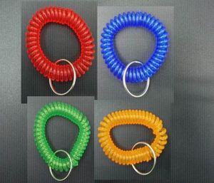 Colorful Coil key ring Plastic Spiral Coil Wrist Band KeyChain1817010