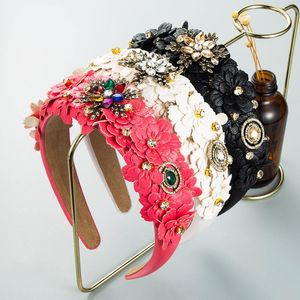 Hårklipp barock blomma pu läder pannband kvinnors flerskiktsdekorationstillbehör för kvinnor tiara