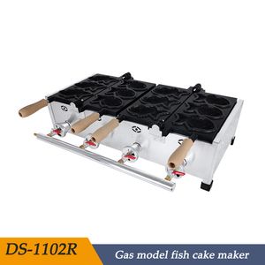 Fish Shape Waffle Maker Taiyaki Machine LPG Gas Waffle Cone Maker 6 Holel Non Stick Dessert Cooking Pan Commercial
