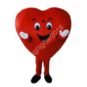 Traje de mascote de coração vermelho personagem personagem de anime de anime de desenho animado Xmas, roupas de festa de festa ao ar livre, roupas de festa unissex