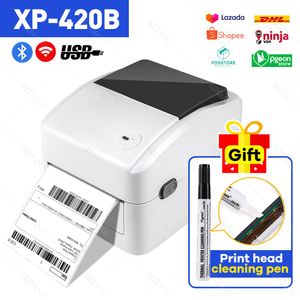 Impressoras XP420b Impressora de etiqueta de remessa 4 polegadas 110mm 100mm Impressora térmica USB Printer Ethernet WiFi LAN para impressão de etiquetas Xprinter